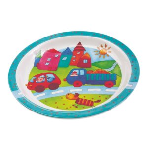 rundum - 00141 - Melamin Teller Flo + Fine unterwegs (blau)