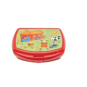 rundum - 00145 - Brotdose / Brotbüchse Bauernhof (rot)