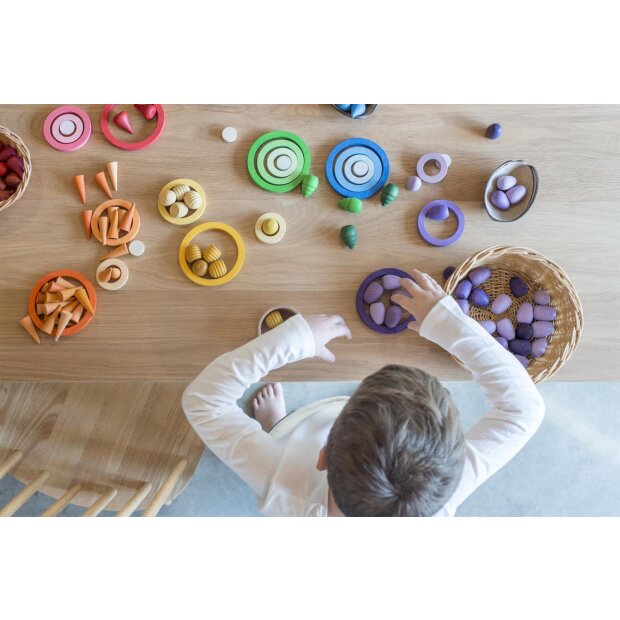 GRAPAT - 20-216 - Regenbogen Holzringe - Nest 24 Ringe (Nest Rings)