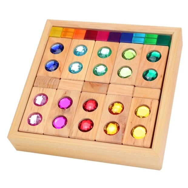 Bauspiel - 0152 - Farbstraße mit Funkelsteinen und Lichtbauwürfel 45 Teile