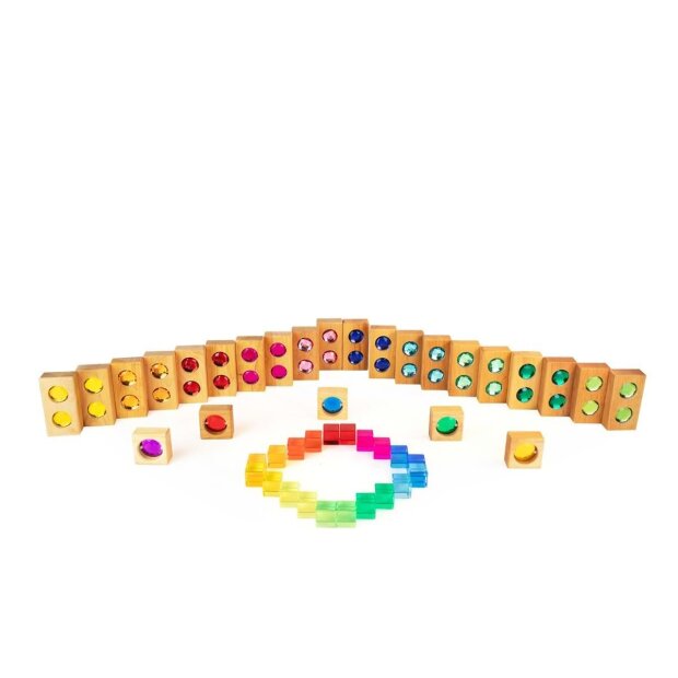 Bauspiel - 0152 - Farbstraße mit Funkelsteinen und Lichtbauwürfel 45 Teile