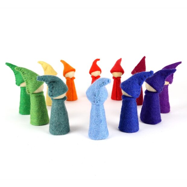 Bauspiel - 50085 - 12 Filz Regenbogen - Gnome aus reiner Schafwolle