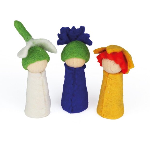 Bauspiel - 50083 - 12 Filz - Blumenkinder Jahreszeiten aus reiner Schafwolle