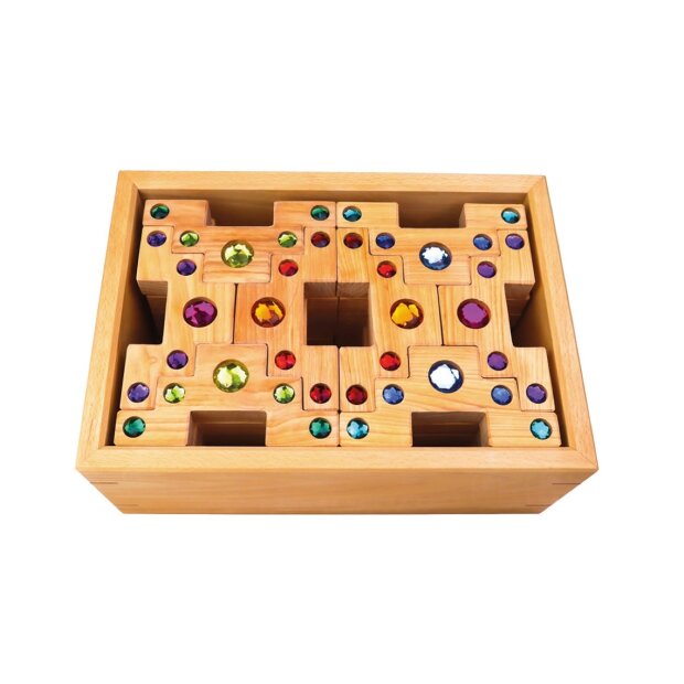 Bauspiel - 0290 - NEU - große Farbtreppe mit Funkelsteinen - 40 Stück im Holzrahmen