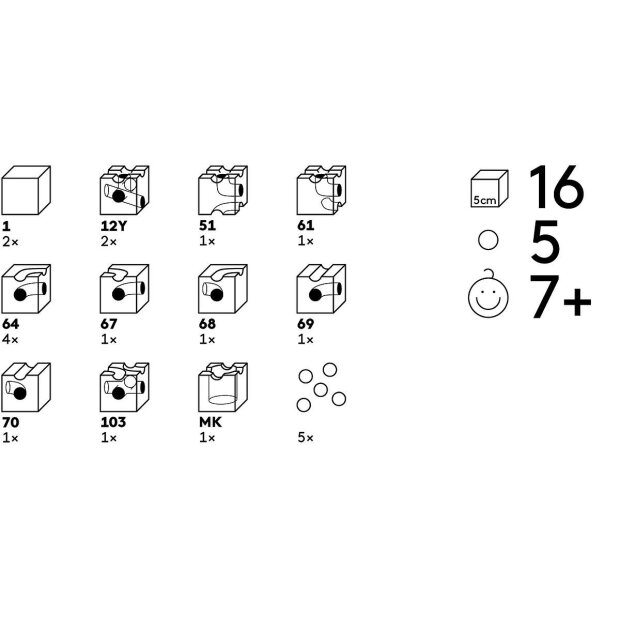 CUBORO - 212 - TUNNEL - Kugelbahn Extra Set aus Holz - für überraschende Tunnelsysteme