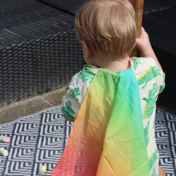 Laura`s Play Cotton - 58137 - Spieltuch Regenbogen pastell - 50 x 50 cm