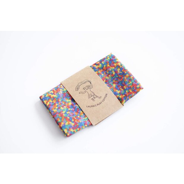 Laura`s Play Cotton - 64892 - Spieltuch Konfetti Rainbow - 50 x 50 cm