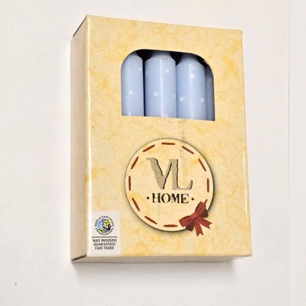 VL Home - 00257 - Kerzen Punkte blau/weiß - 10 Stück