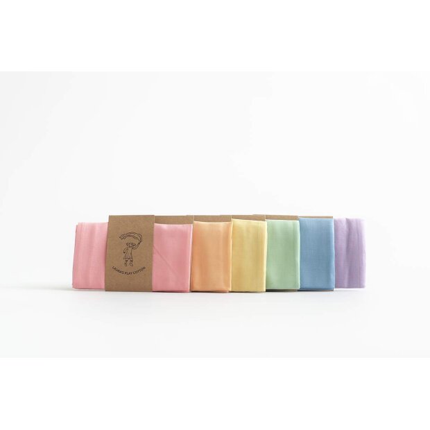 Laura’s Play Cotton - 69187 - Spieltücher SET 6x Regenbogen Pastell 50 x 50